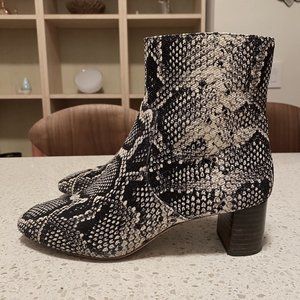 Loeffler Randall Canvas Snake Print Boots, 8 Black